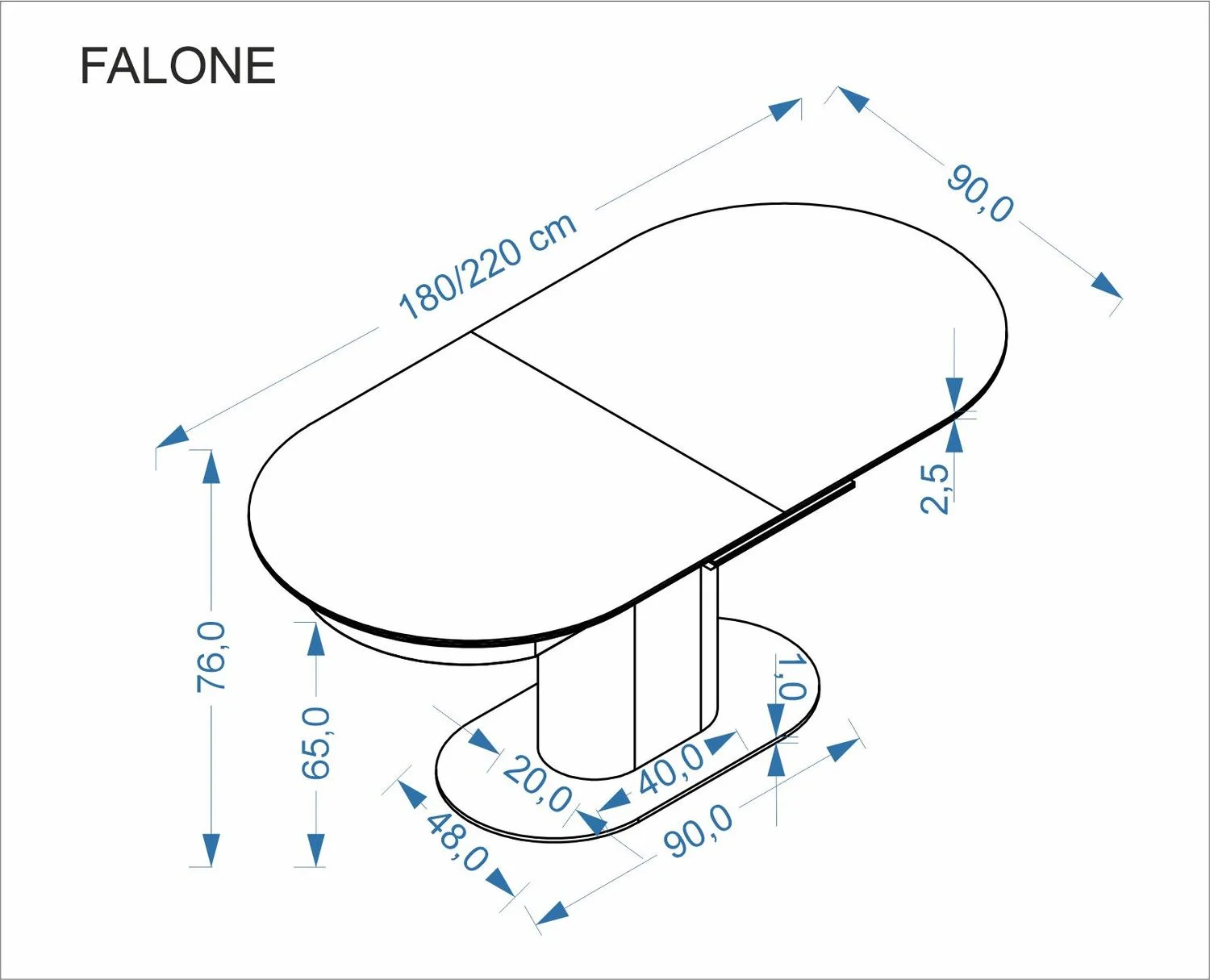 Стол обеденный HALMAR FALONE светлый травертин/кашемир 180-220/90